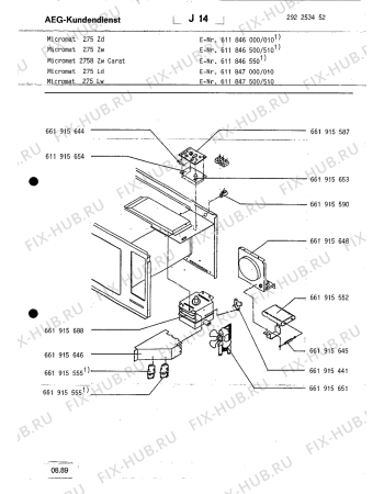 Взрыв-схема микроволновой печи Aeg MICROMAT 275 Z W - Схема узла Section1